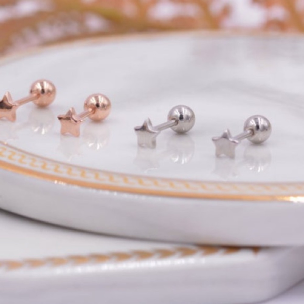 Sterling silver screw-back star stud earrings